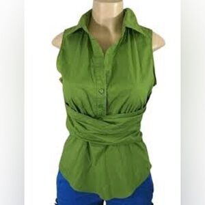 NY & CO Women's Blouse Sleeveless Business Casual Cute V-Neck Top wrap Top